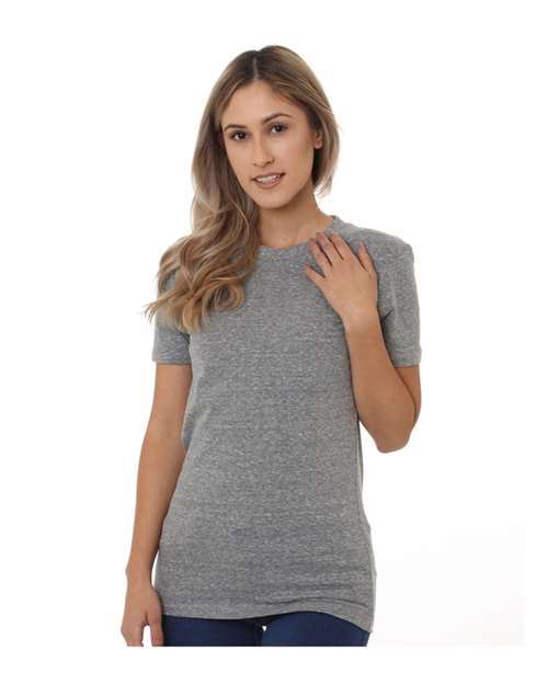 Bayside 5810 Women's USA-Made Triblend T-Shirt Tri Athletic Grey front view for custom printing