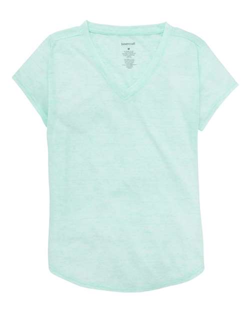 Boxercraft YT34 Girls' Snow Heather V-Neck T-Shirt Mint Heather front view for custom printing