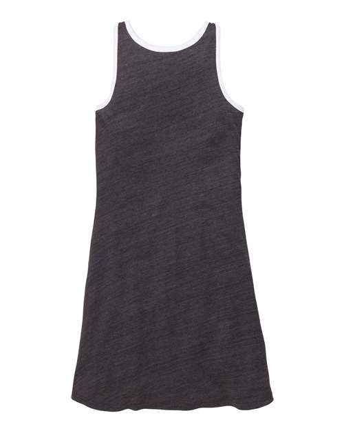 Boxercraft YT51 Girls' Ringer Dress Charcoal Heather front view for custom printing