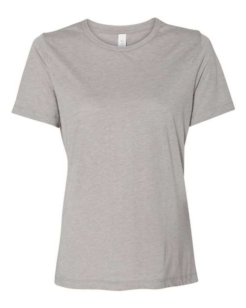 BELLA + CANVAS 6413 Women’s Relaxed Fit Triblend Tee Athletic Grey Triblend front view for custom printing