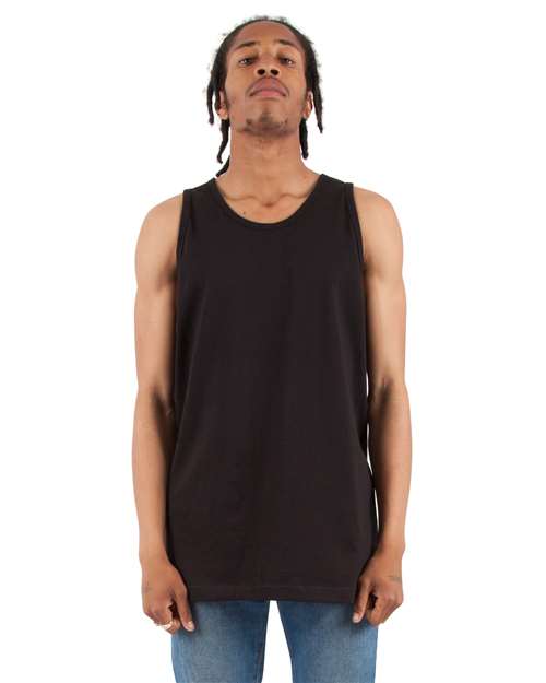 Shaka Wear SHTANK Unisex Active Tank Black front view for custom printing