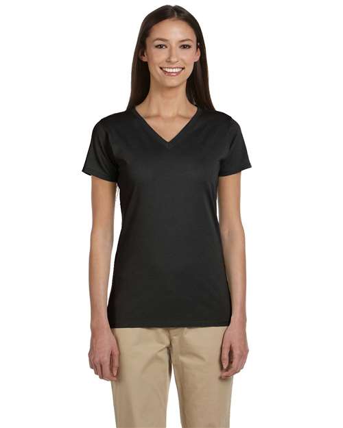 econscious EC3052 Women's Classic V-Neck T-Shirt Black front view for custom printing