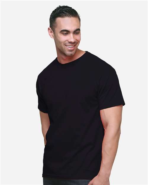 Bayside 2925 Men's Union-Made Fine Jersey T-Shirt Black front view for custom printing