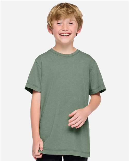 LAT 6102 Youth Vintage Wash Tee Washed Basil front view for custom printing