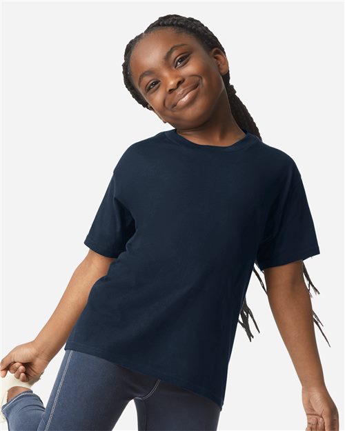 Gildan 64000B Youth Softstyle® T-Shirt Azalea front view for custom printing