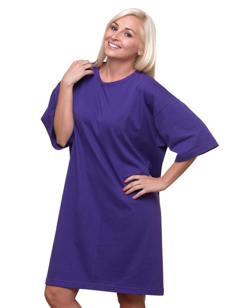 Bayside 3303 Women's USA-Made Scoop Neck Cover-Up Purple front view for custom printing