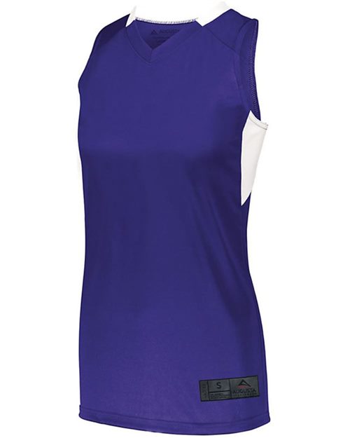 Augusta Sportswear 1732 Women's Step-Back Basketball Jersey Black/ White front view for custom printing