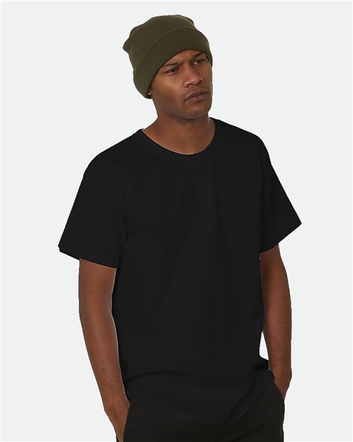 Bayside 5470 Unisex USA-Made Heavyweight T-Shirt Black front view for custom printing