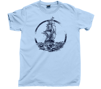 Pirate Ship T Shirt Caribbean Buccaneer Booty Aye Ahoy Matey