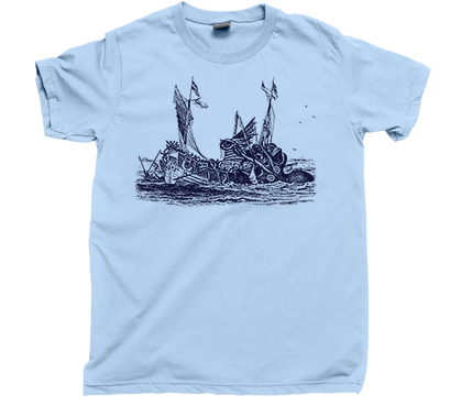 Vintage Graphic T S Octopus Kraken Hanes Tagless Tee T-Shirt
