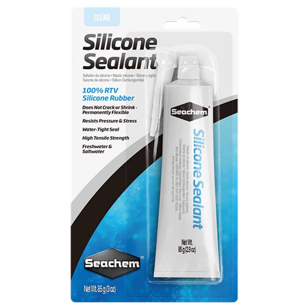 Tube of Black Seachem Silicone Sealant in Blister Package