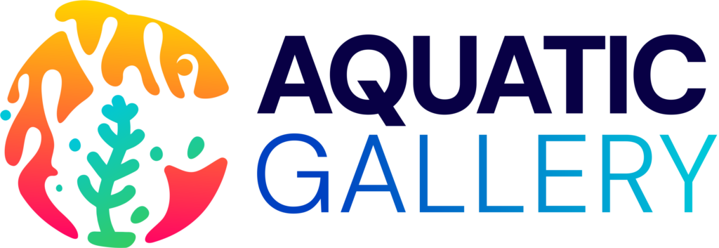 Aquatic Gallery Logo With Fish, Coral and Macroalgae