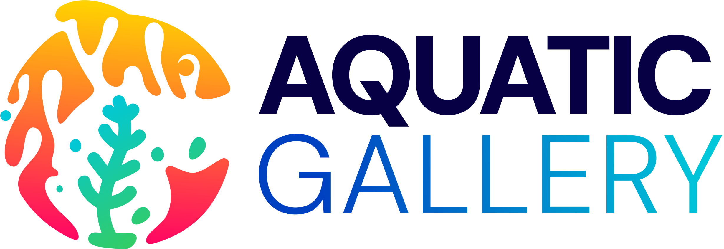 Aquatic Gallery Logo With Fish, Coral and Macroalgae