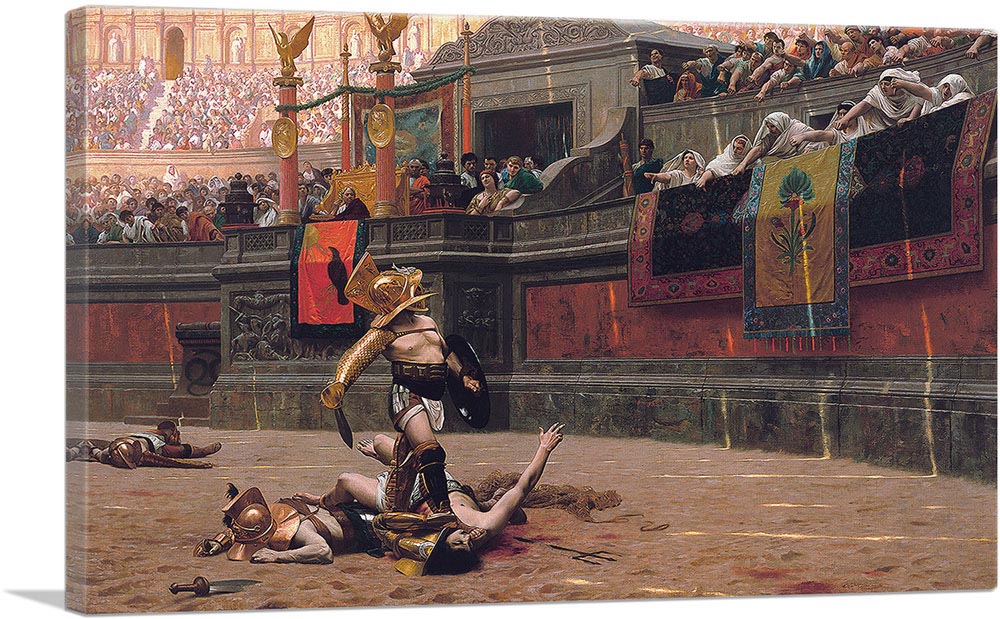 ARTCANVAS Pollice Verso Thumbs Down Gladiator Canvas Print by Jean