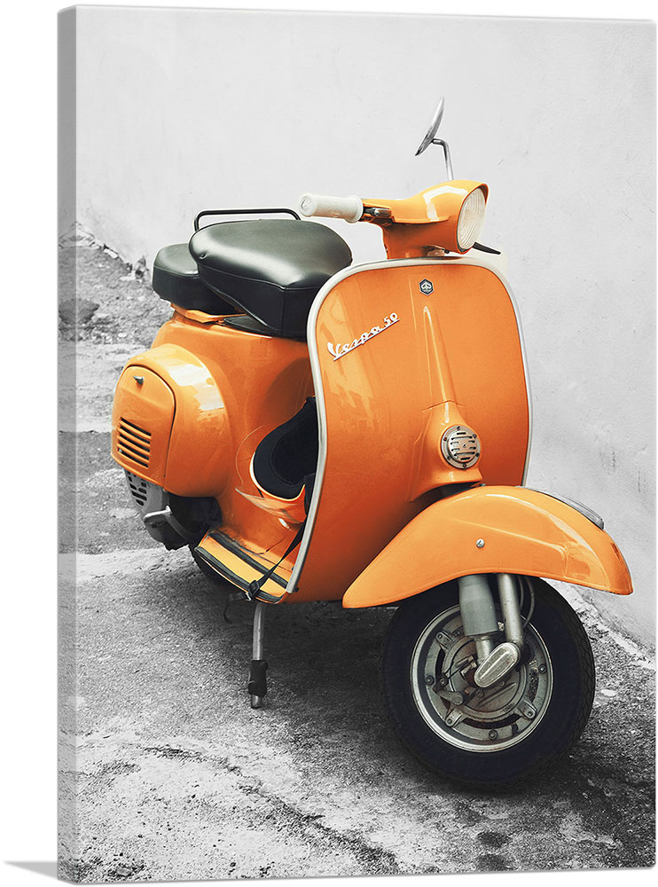 ARTCANVAS Orange Italian Vespa Scooter Canvas Art Print | eBay