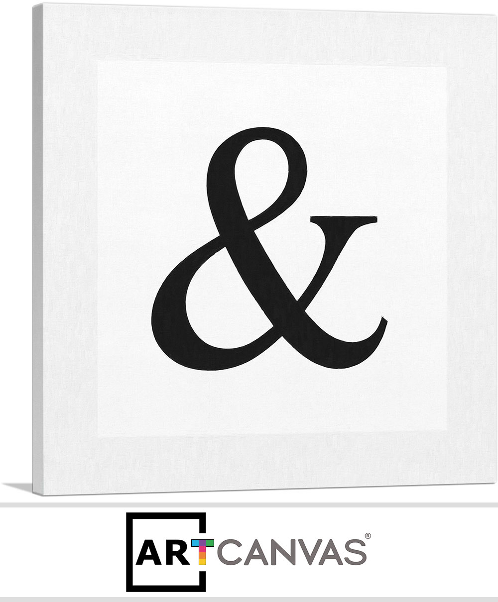 Modern Black and White Gray Serif Alphabet And Sign Symbol Canvas Art