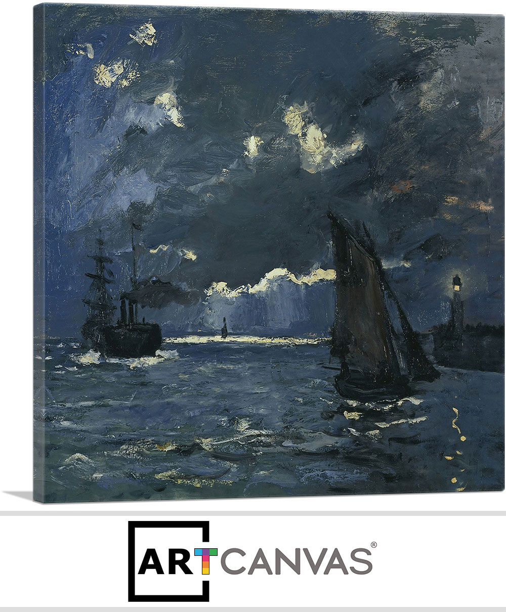 Seascape Night Effect 1866 Canvas Art Print for Sale