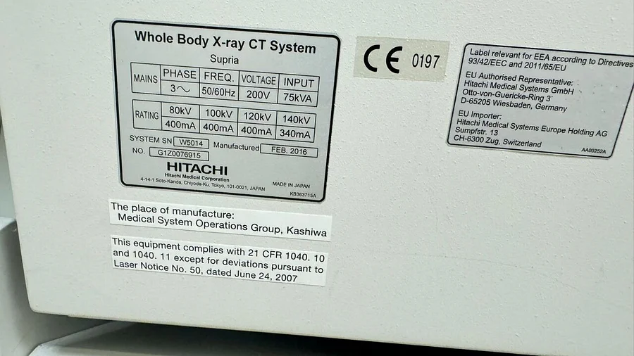 Pre-owned / Used 2017 HITACHI MEDICAL SUPRIA CT SCANNERS for Sale - photo 7