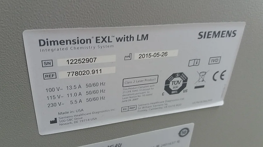 Pre-owned / Used 2015 SIEMENS Dimension EXL LM 200 ANALYZERS/ LABORATORY/ CLINICAL CHEMISTRY/ AUTOMATED for Sale - photo 3