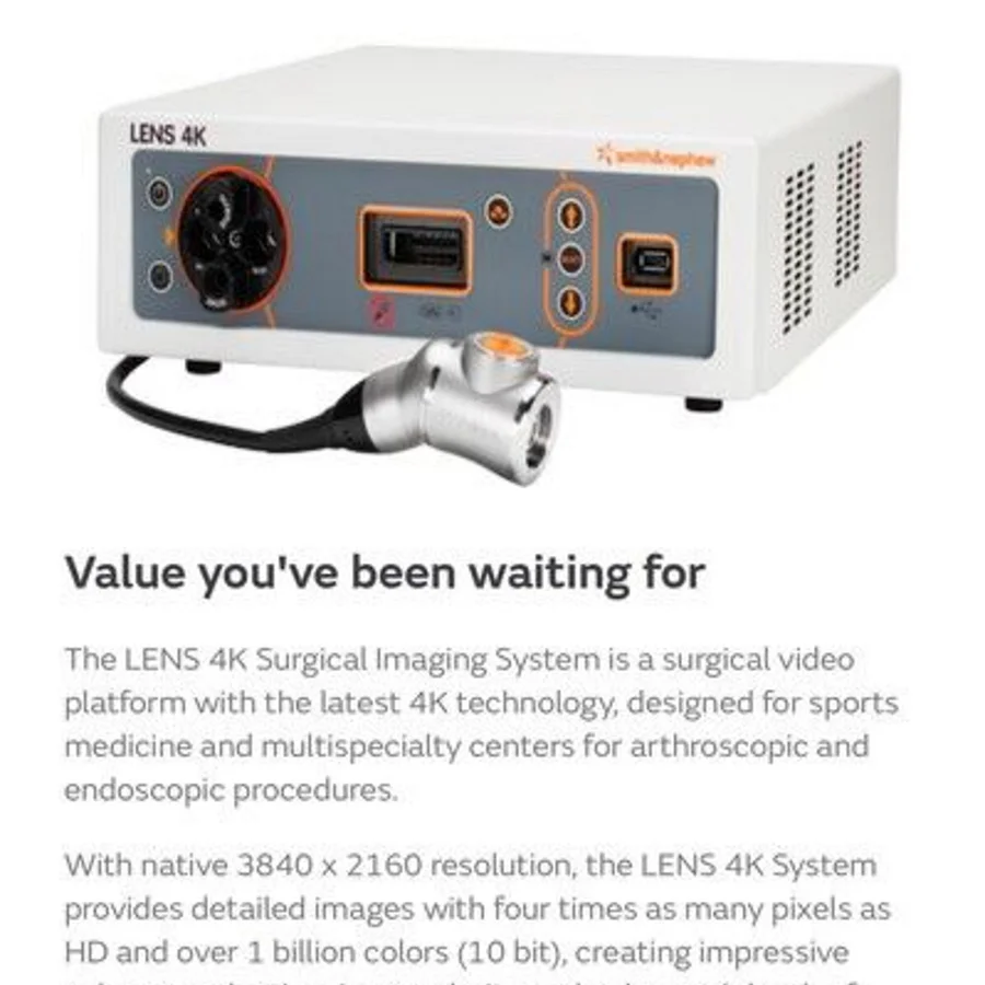 Pre-owned / Used 2020 SMITH & NEPHEW LENS 4K CCU Wi-Fi SURGICAL VIDEO CAMERA for Sale - photo 2