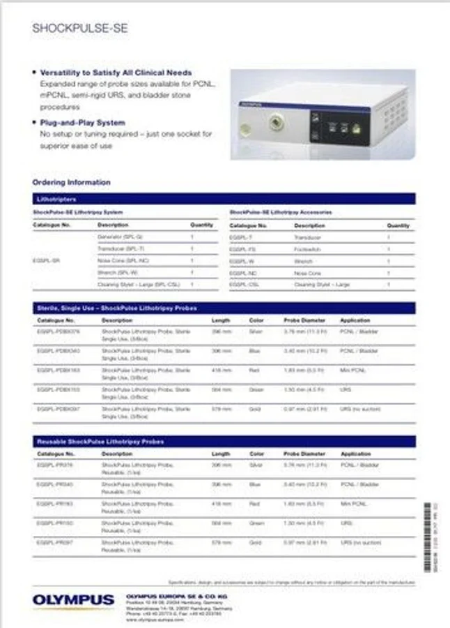 Pre-owned / Used 2020 GYRUS ACMI SPL-PDBX376 ULTRASONIC LITHOTRIPSY SYSTEM PROBE/ SINGLE-USE for Sale - photo 2