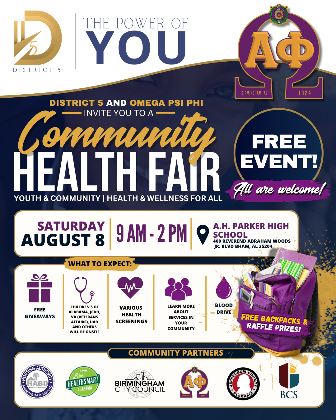 District 5 and Omega Psi Phi: Community Health Fair