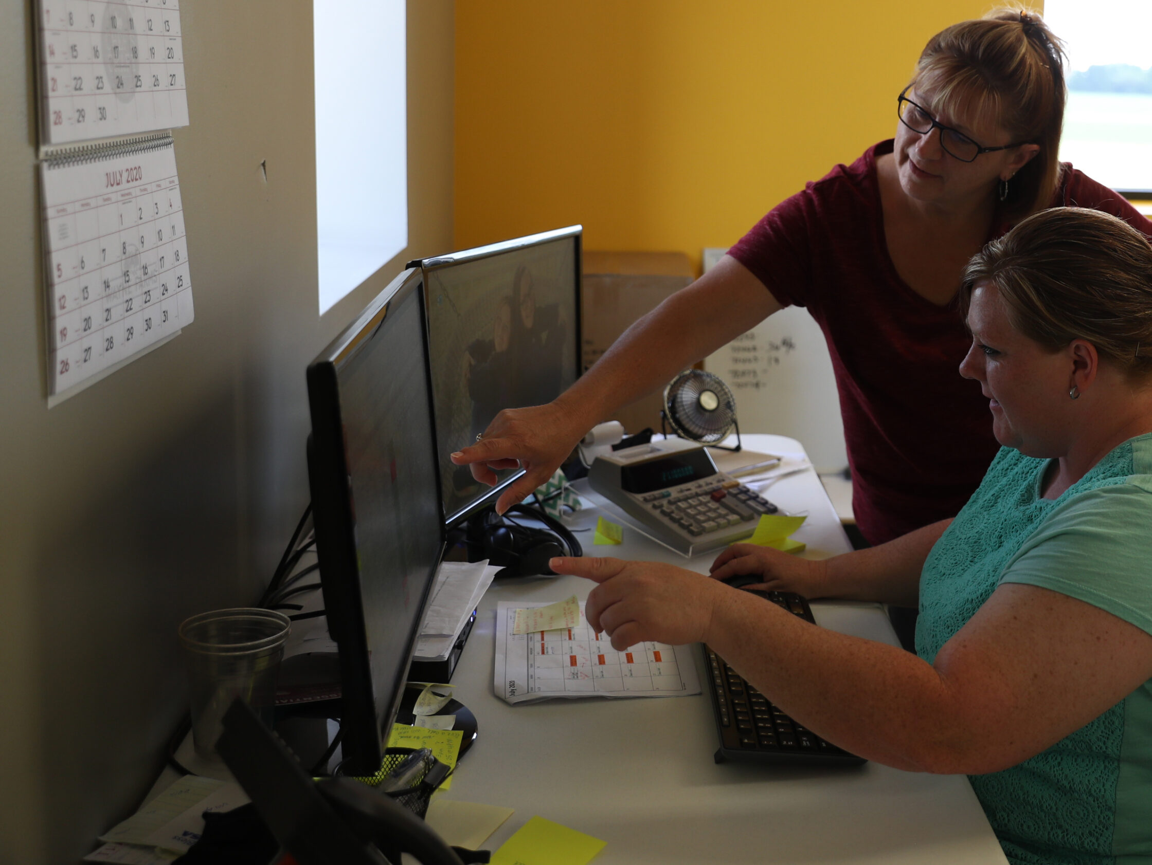 Amy and casey working