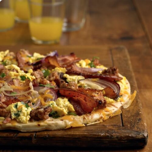 Breakfast sausage pizza