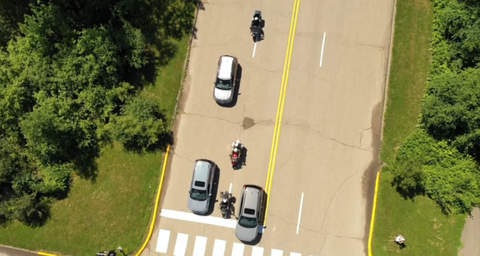 SUVs and motorcycles share the road