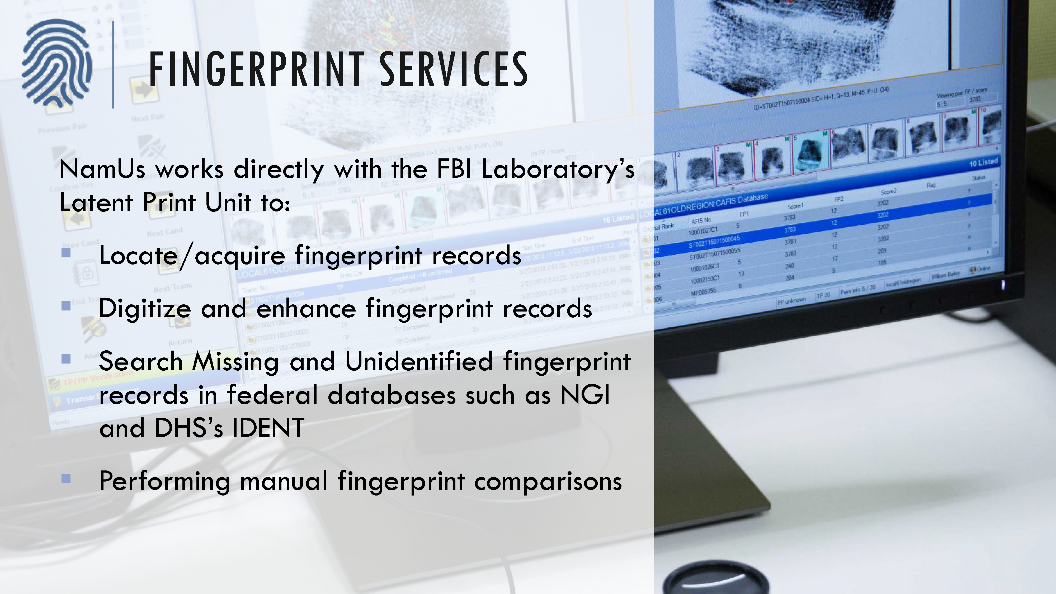 Fingerprint services