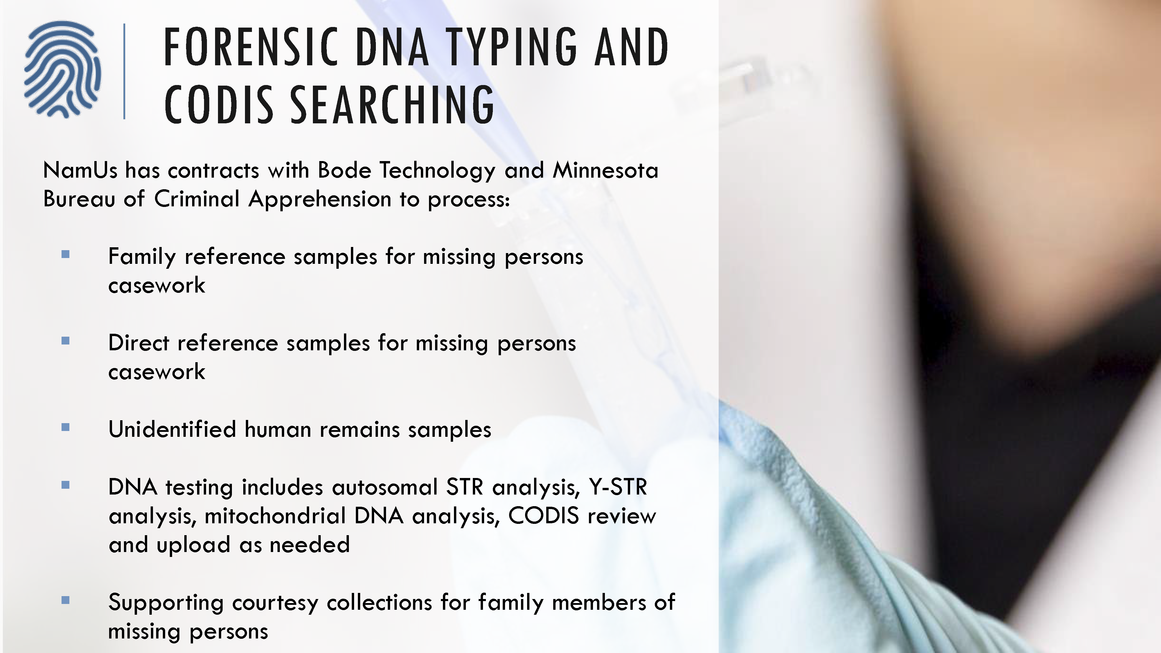 Forensic DNA typing and CODIS searching