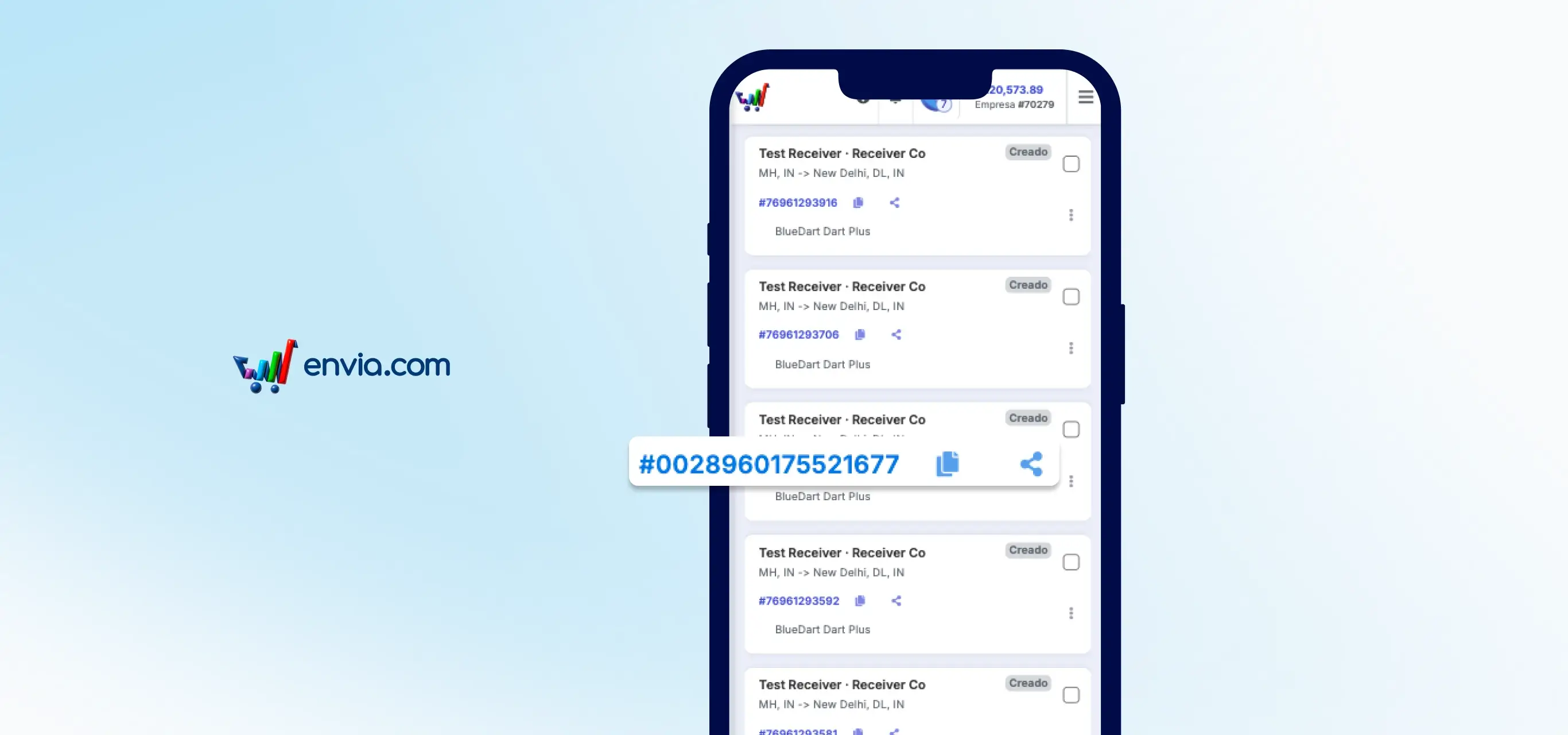 Partagez le numéro de suivi avec votre client depuis votre téléphone
