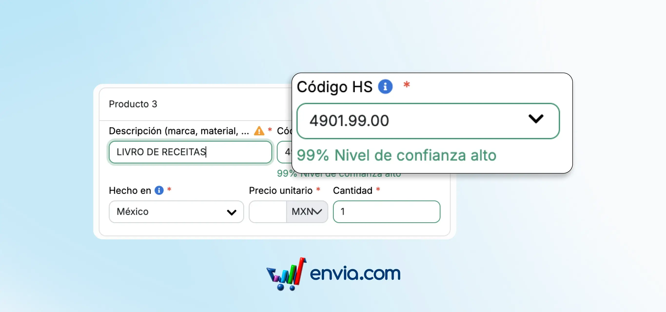 Consultá el código HS con un puntaje de confianza para cada sugerencia