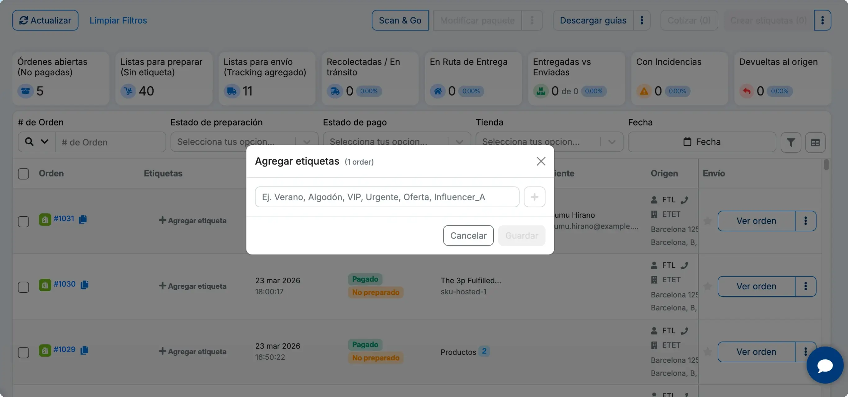 Classifiez et filtrez vos commandes avec des étiquettes Shopify, WooCommerce ou personnalisées
