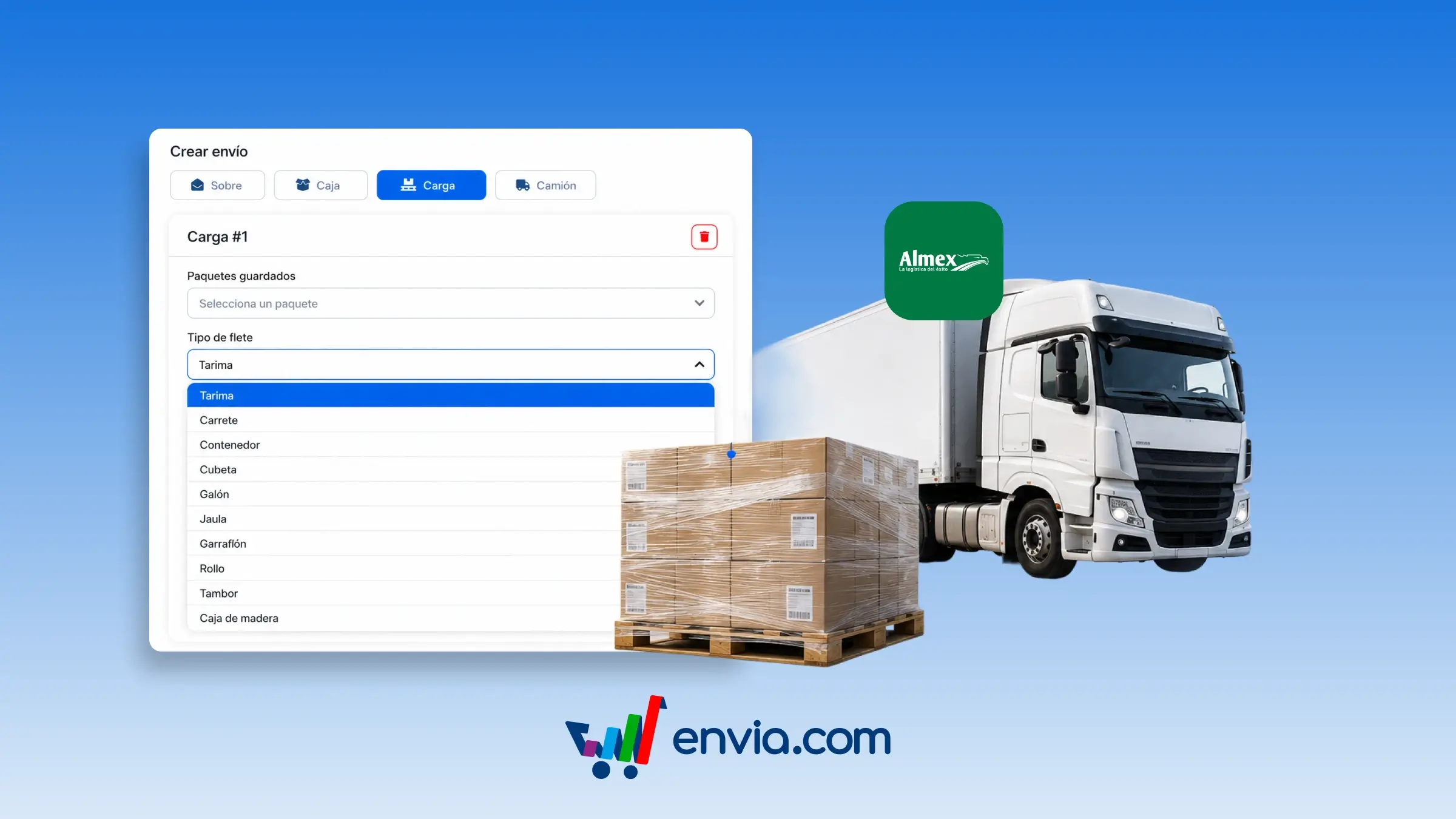 Selecciona el tipo de flete para tus envíos de pallets con Almex en México