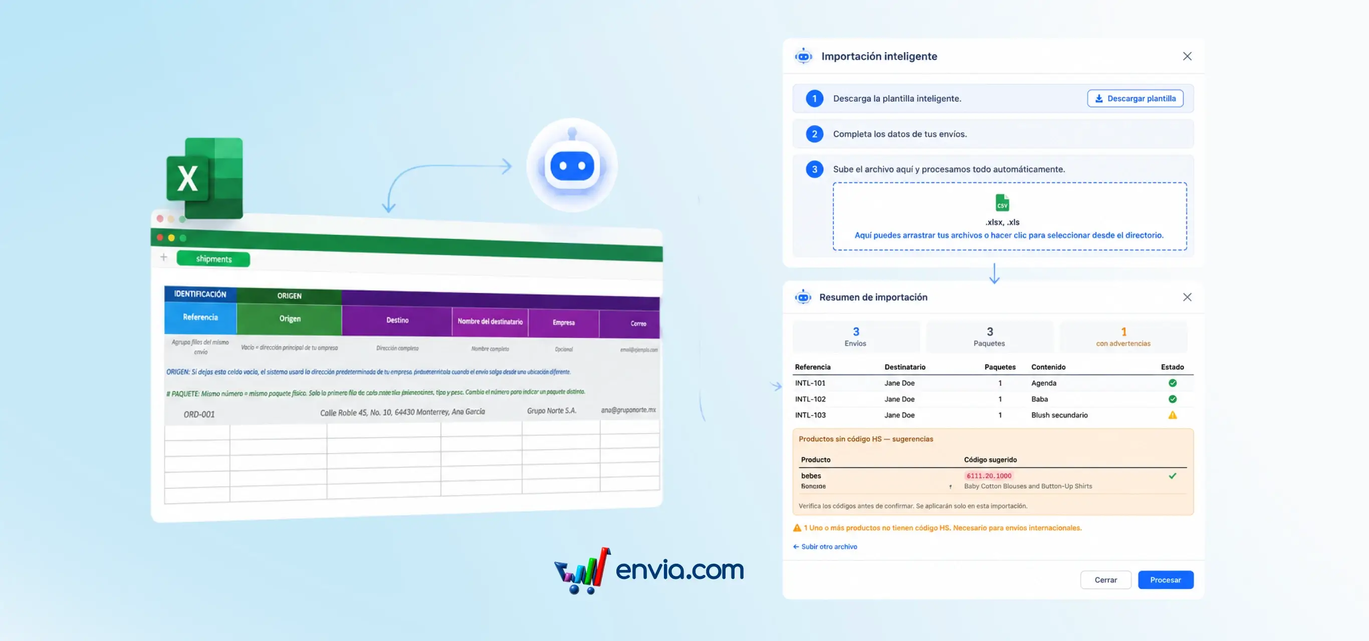 La IA mapea tu Excel y sugiere códigos HS para tus envíos masivos