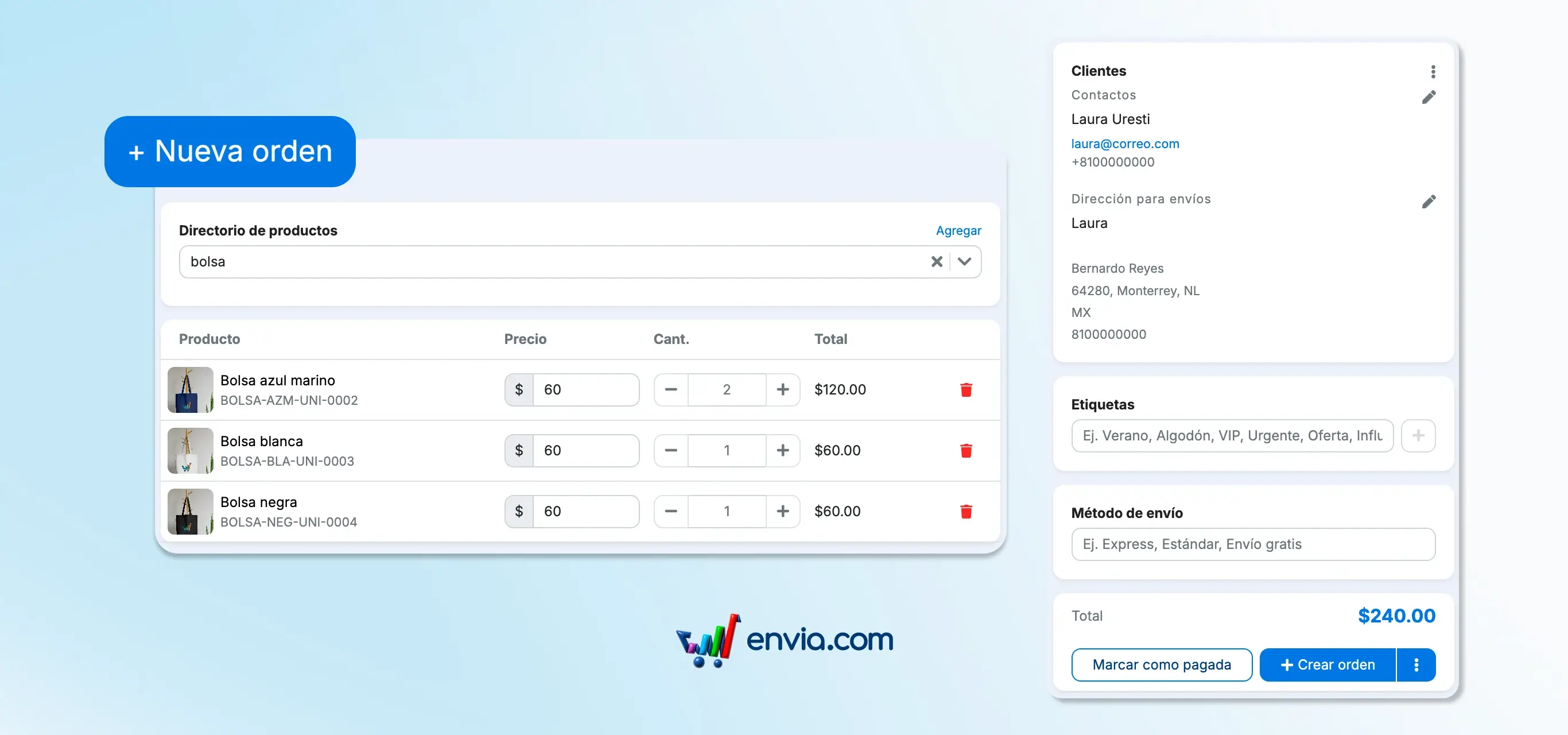 Create orders manually without needing an integration