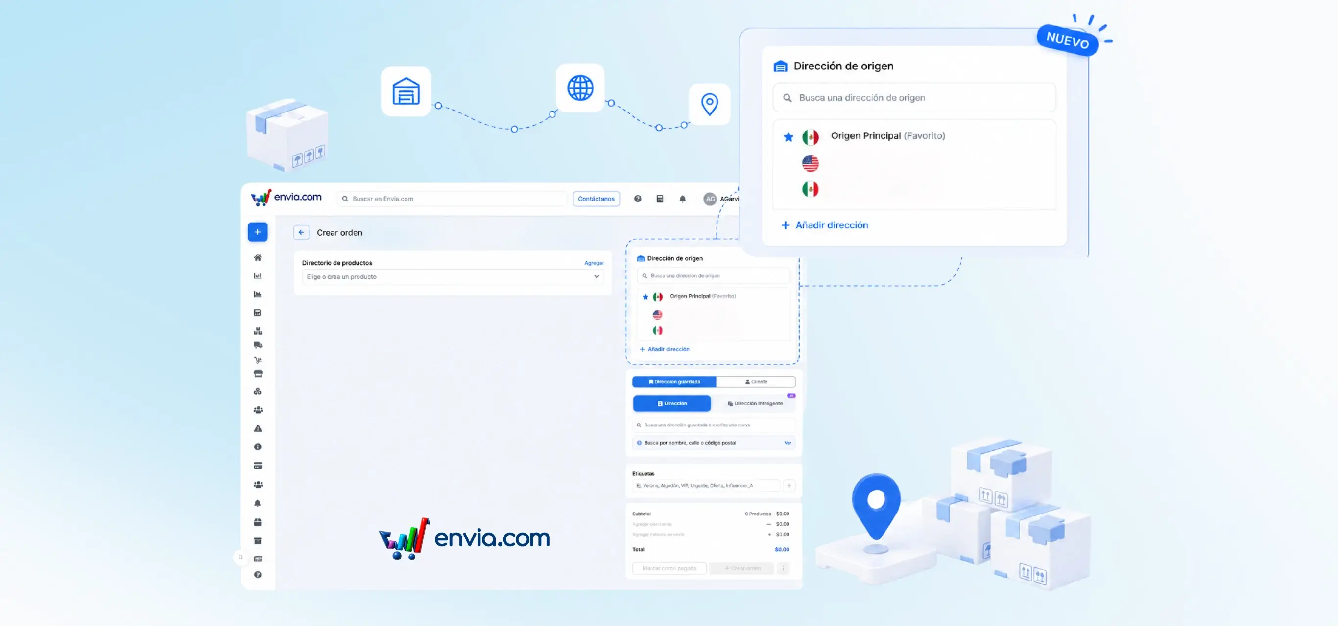 Choose the origin address when creating a manual order