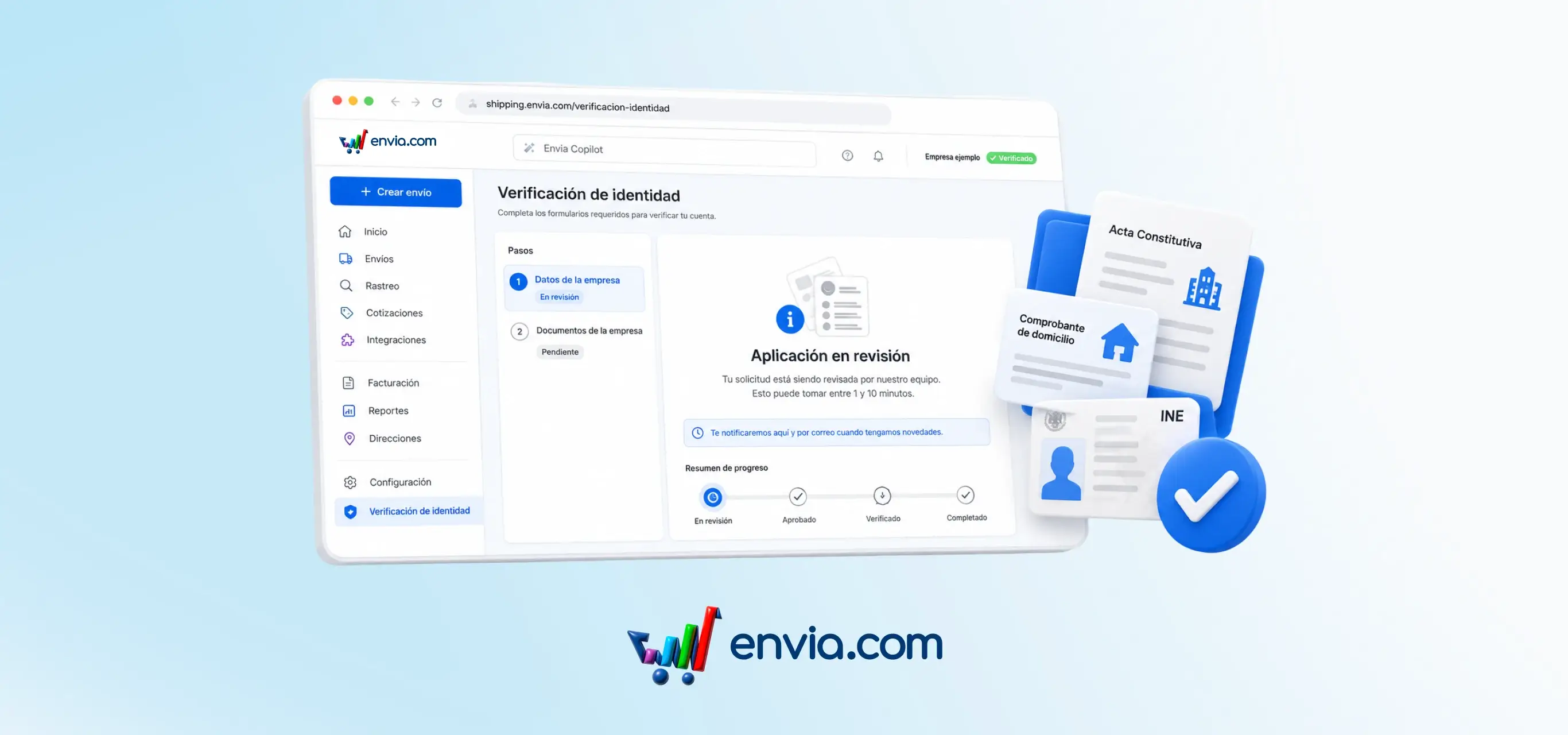 Verifica tu identidad o la de tu empresa desde Envia