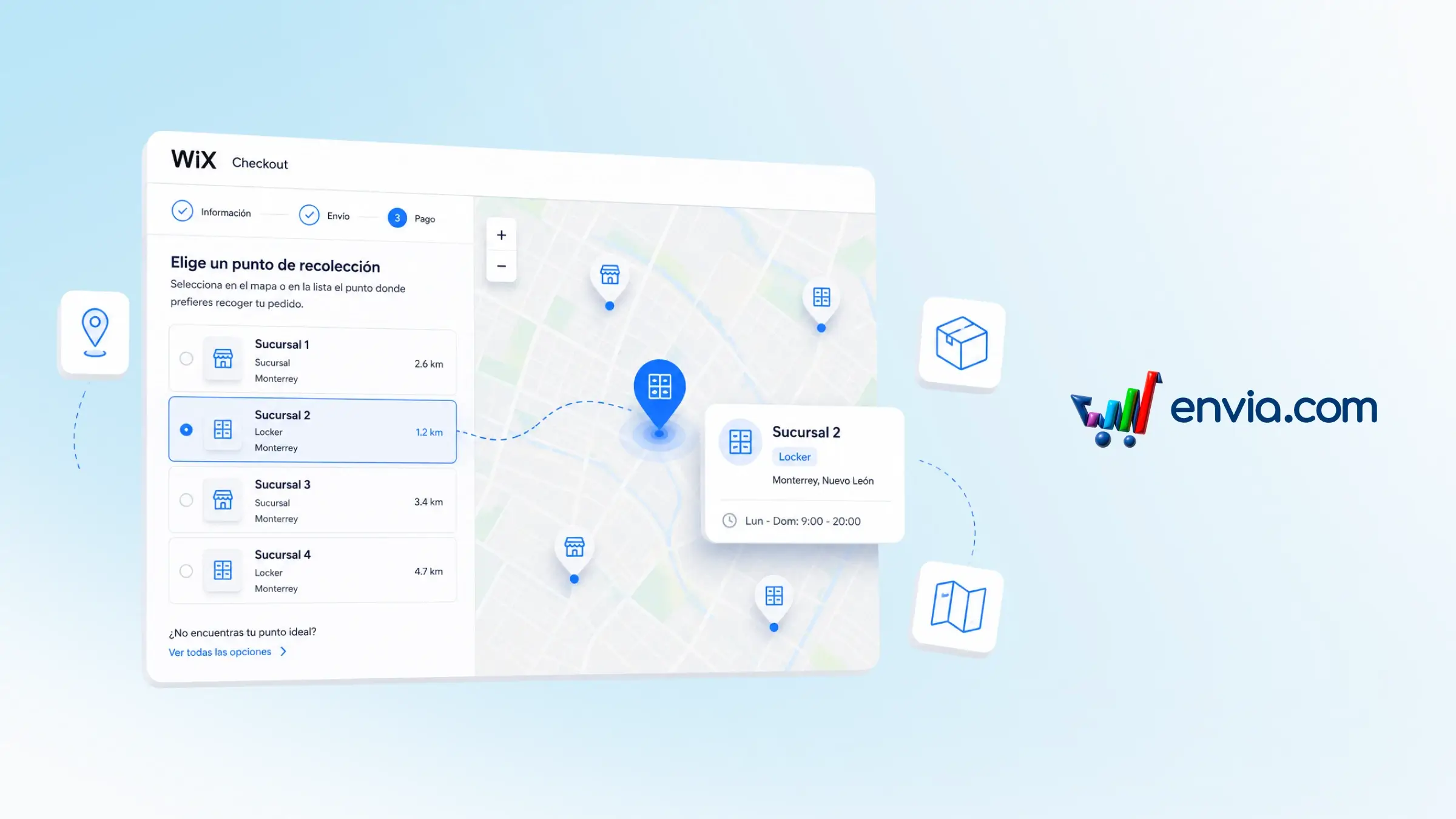 Choose the pickup point on a map at Wix checkout