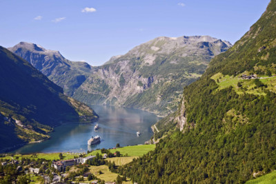 landscape and mountains in geirangerfjord in norway