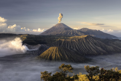 aerial view of mount bromo in java