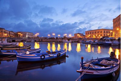 Boats in the evening in Sicily, Italy