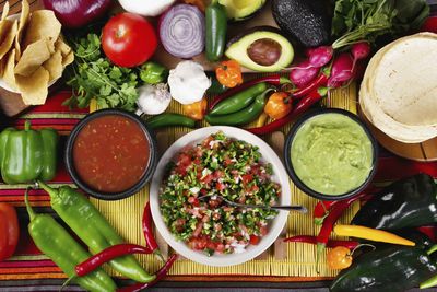 mexican food spread on a table