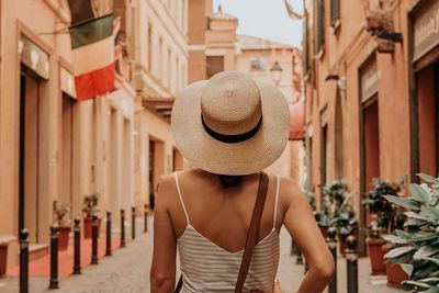 Woman Walking Italian Street