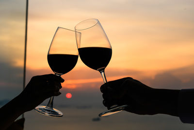 couple wine sunset