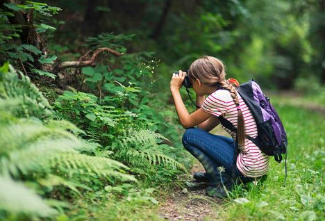 young girl looking for wildlife