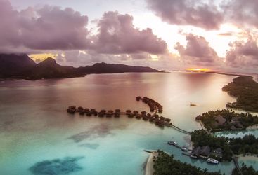 Sunset over the Four Seasons Resort Bora Bora
