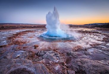 Geyser Erupting in Iceland
