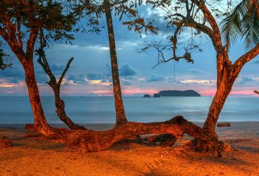 Sunset over beach in Central Pacific Coast
